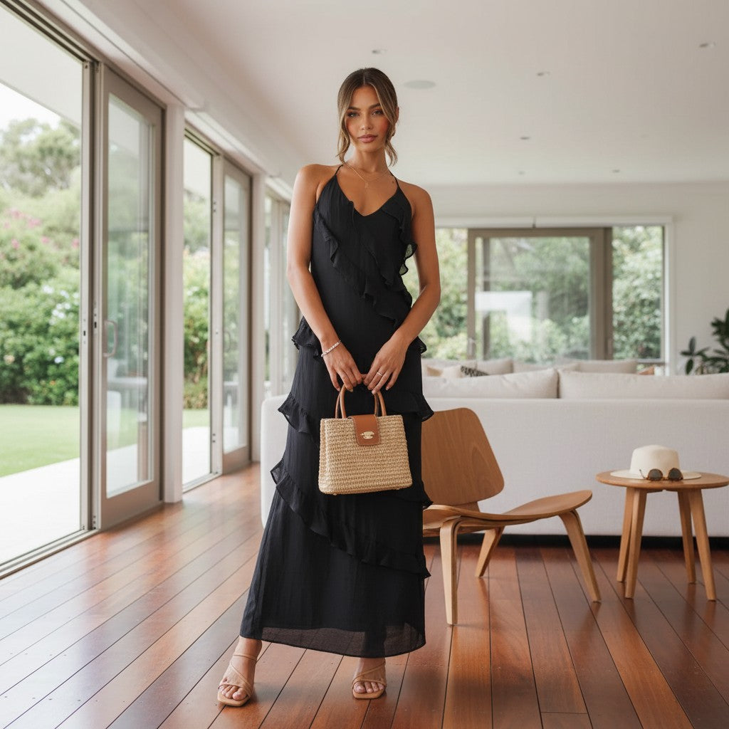 Mirella | Abito Maxi con Volant da Donna per Cerimonia Elegante 4