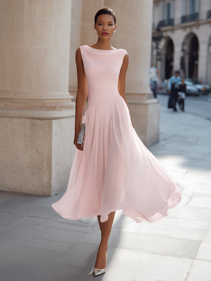 Mirella | Abito Midi Elegante a Pieghe con Scollo Drappeggiato 10