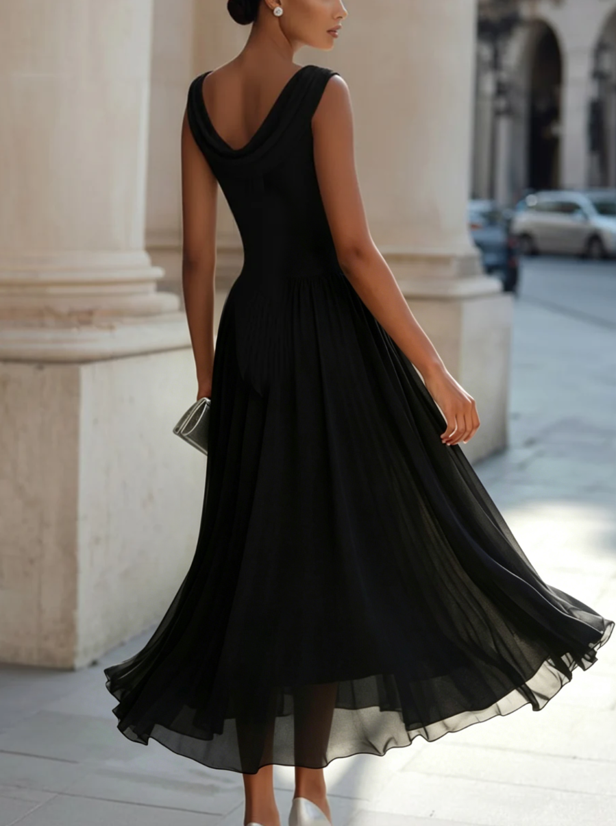 Mirella | Abito Midi Elegante a Pieghe con Scollo Drappeggiato 6