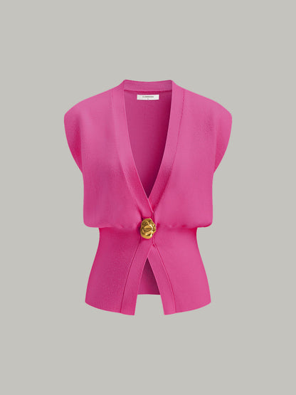 Mistral Gilet | Maglione Scollo a V con Dettagli Abbottonati 10