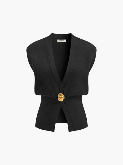 Mistral Gilet | Maglione Scollo a V con Dettagli Abbottonati 6