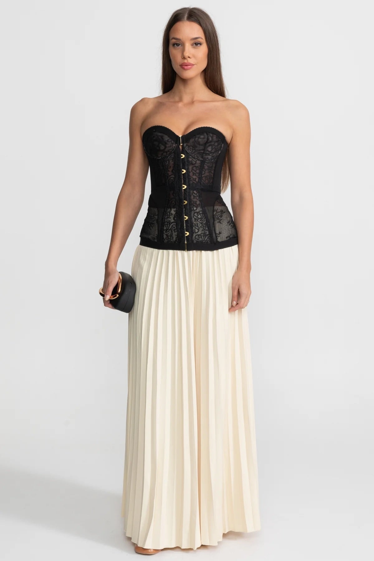Nerina Corsetto Elegante Nero | Corsetto Donna in Pizzo Senza Spalline 4