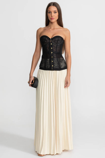 Nerina Corsetto Elegante Nero | Corsetto Donna in Pizzo Senza Spalline 4