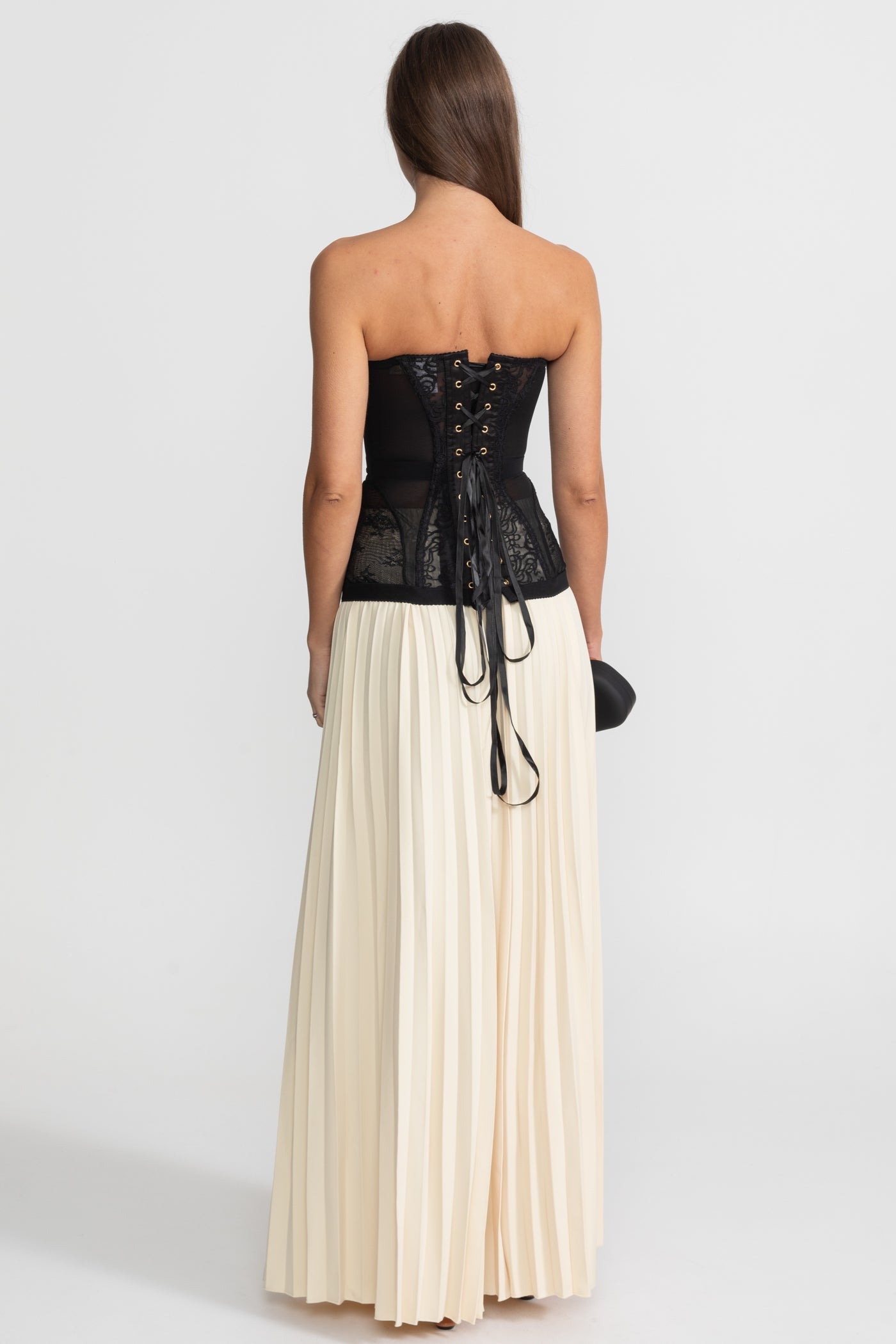 Nerina Corsetto Elegante Nero | Corsetto Donna in Pizzo Senza Spalline 7
