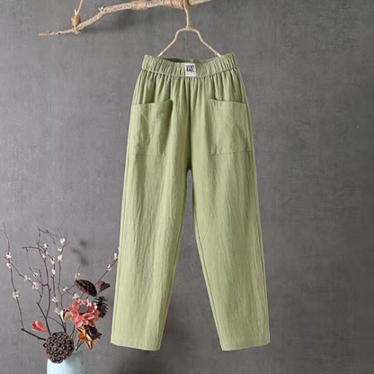 Pantaloni casual da donna con elastico in vita e tasche | Ideali per le giornate calde 0