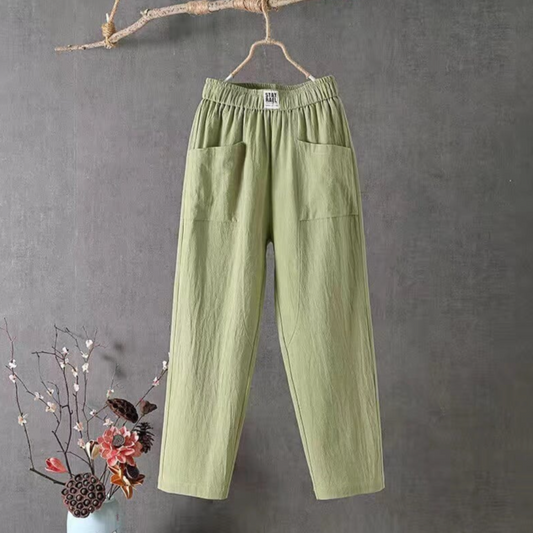 Pantaloni casual da donna con elastico in vita e tasche | Ideali per le giornate calde 0