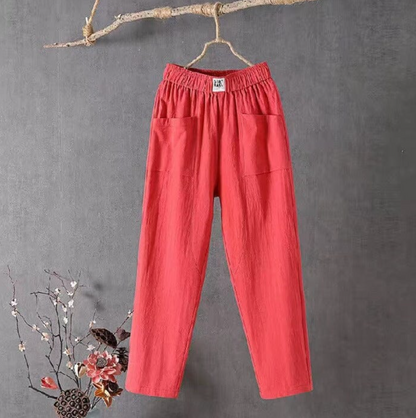 Pantaloni casual da donna con elastico in vita e tasche | Ideali per le giornate calde 1