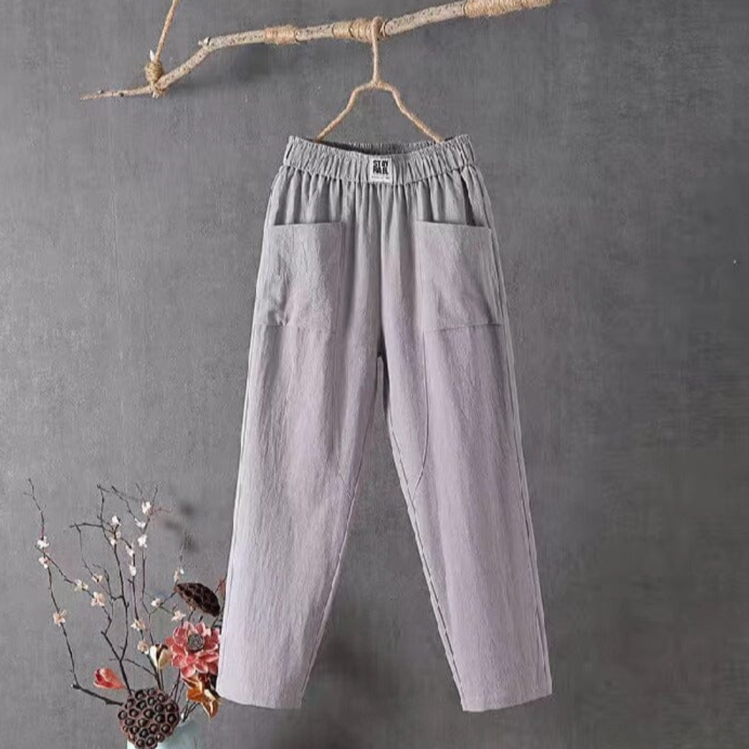 Pantaloni casual da donna con elastico in vita e tasche | Ideali per le giornate calde 2