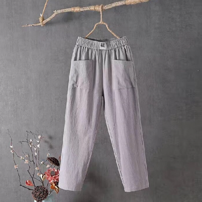 Pantaloni casual da donna con elastico in vita e tasche | Ideali per le giornate calde 2