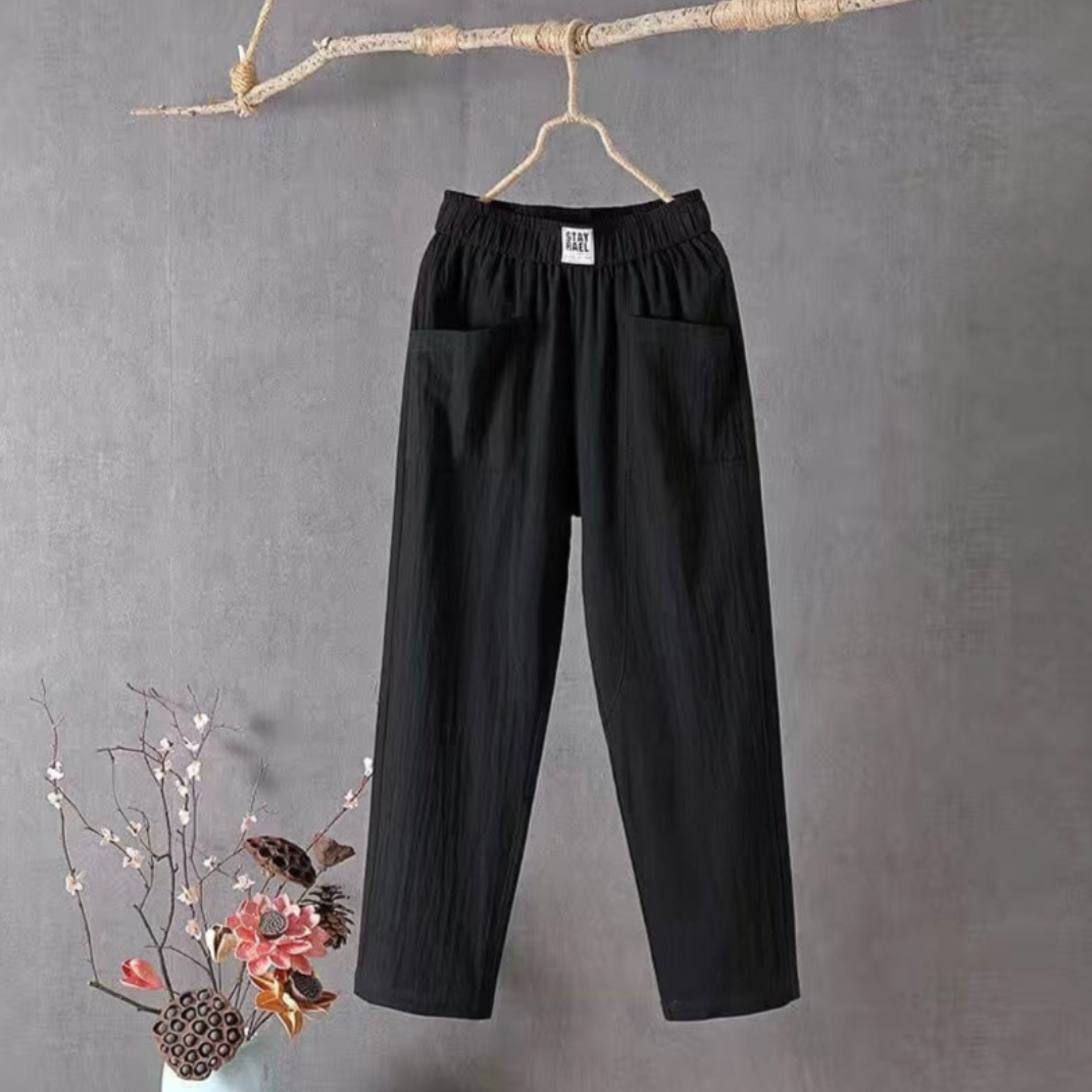 Pantaloni casual da donna con elastico in vita e tasche | Ideali per le giornate calde 3