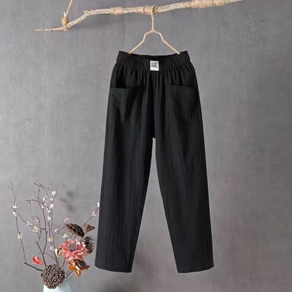 Pantaloni casual da donna con elastico in vita e tasche | Ideali per le giornate calde 3