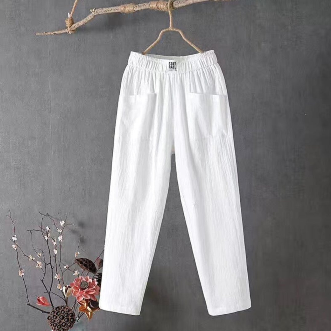 Pantaloni casual da donna con elastico in vita e tasche | Ideali per le giornate calde 4