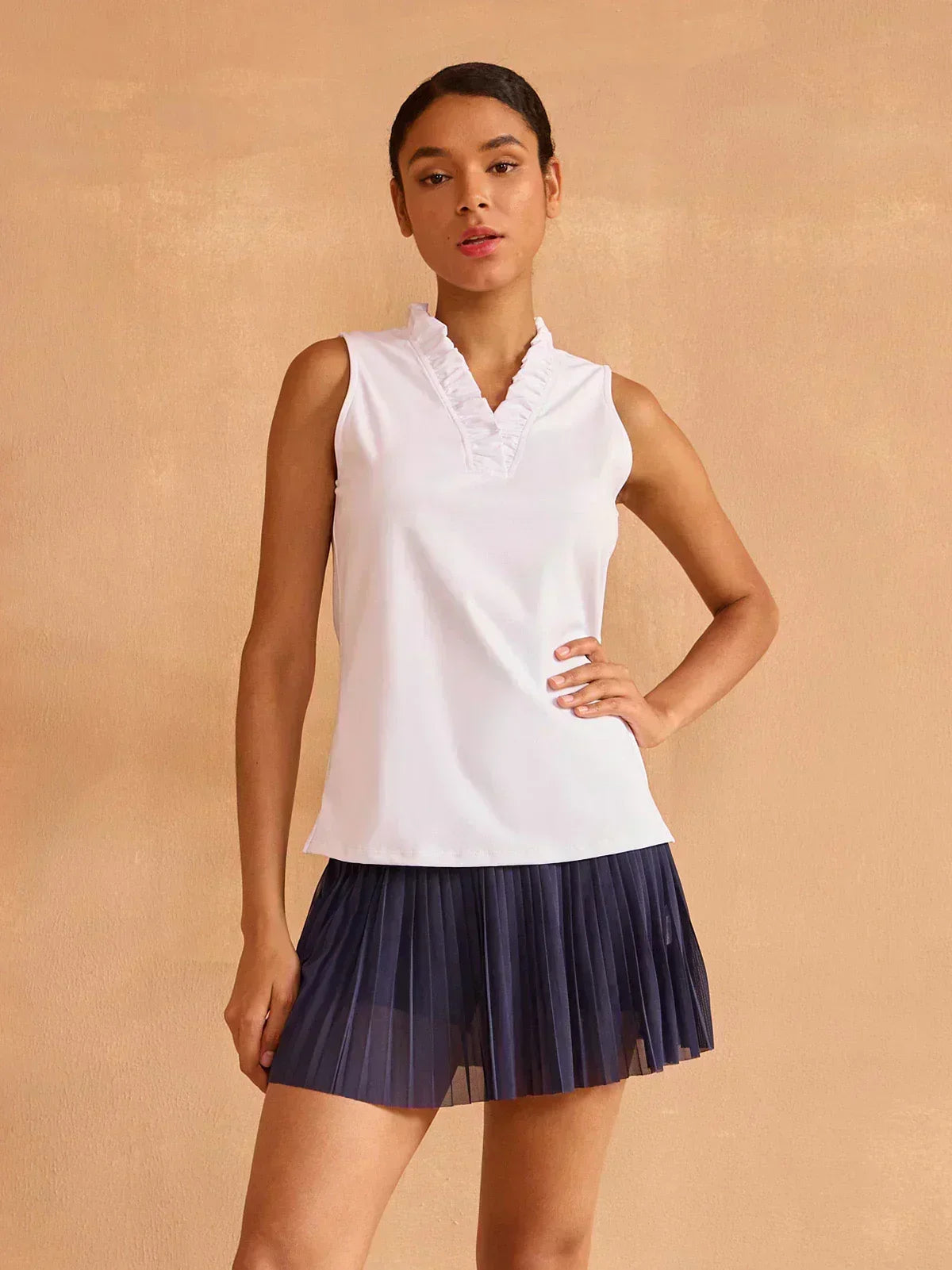 Piuma Canotta Elegante con Scollo a V | Canotta Donna Estiva 1