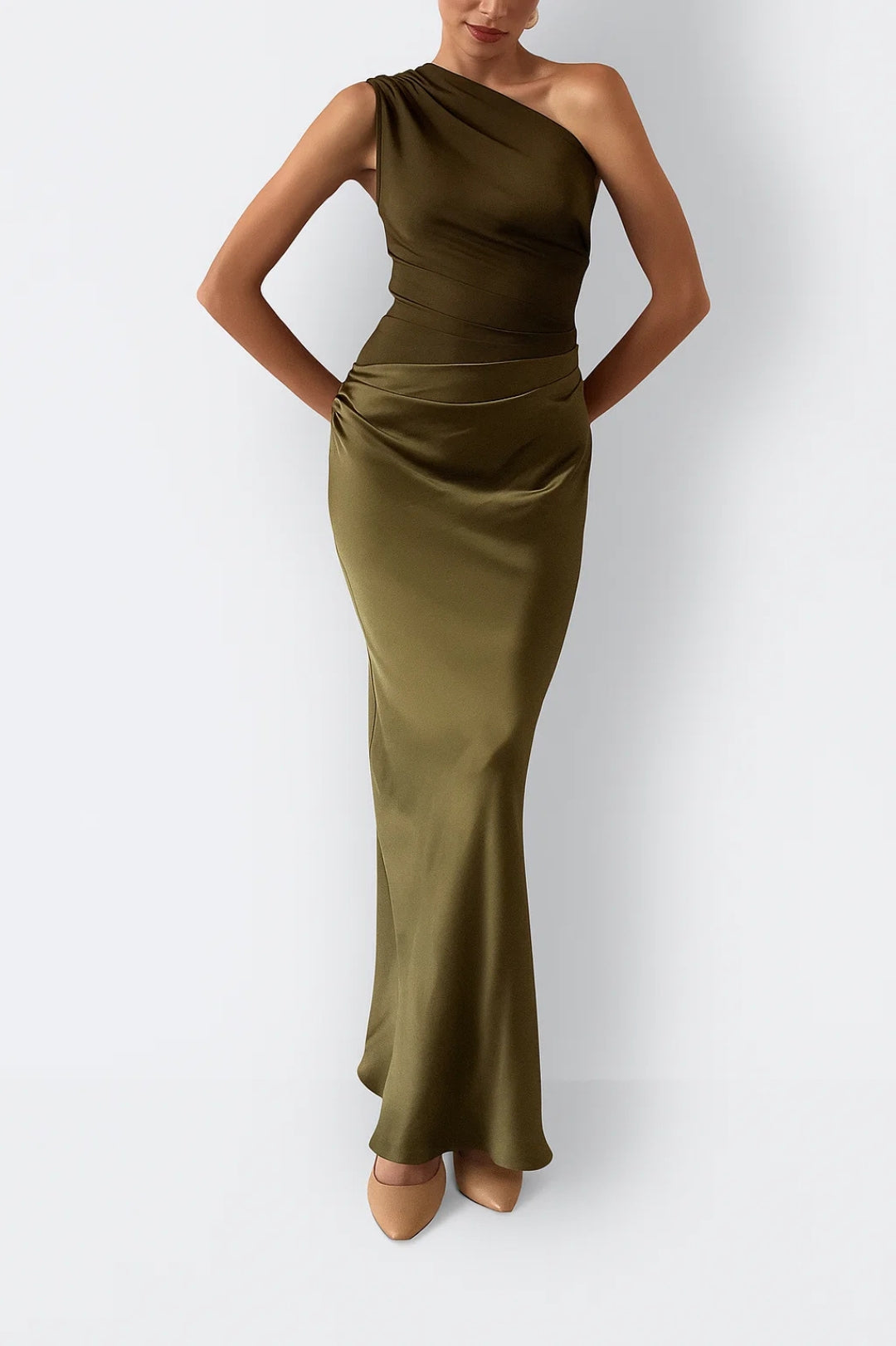 Sculptura | Abito Lungo Elegante con Scollo Asimmetrico e Drappeggiato 3