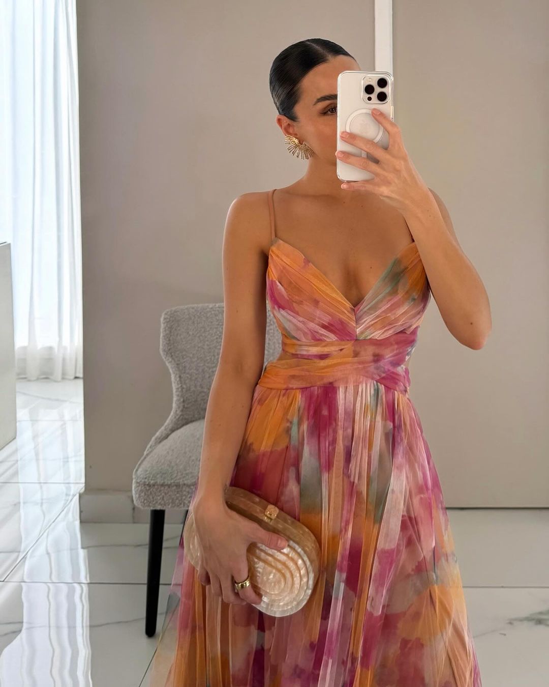 Soleil Elegante | Abito Donna Scollo a V con Gonna Fluida 1