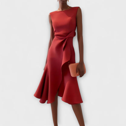Soleil | Abito Midi Elegante Asimmetrico Drappeggiato per Donna 0