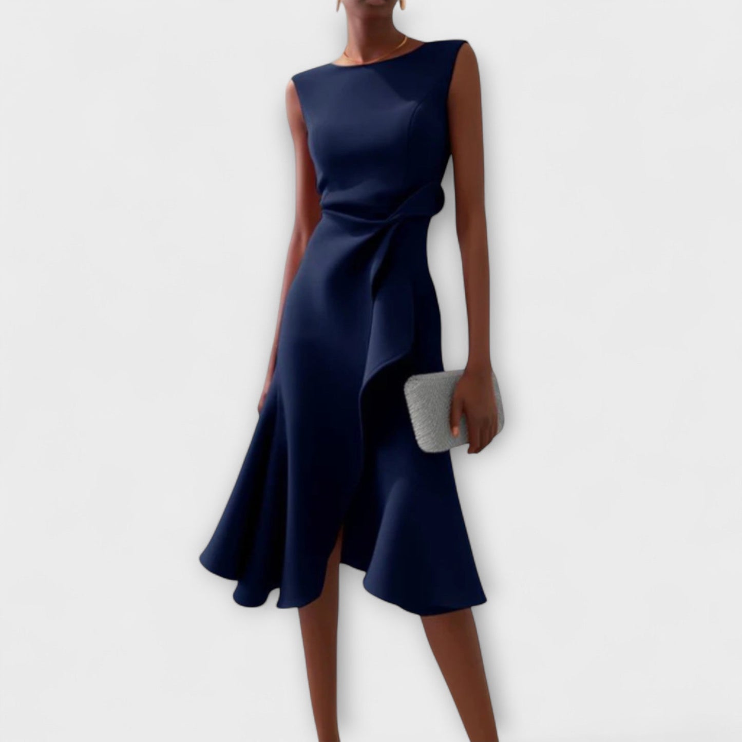 Soleil | Abito Midi Elegante Asimmetrico Drappeggiato per Donna 1