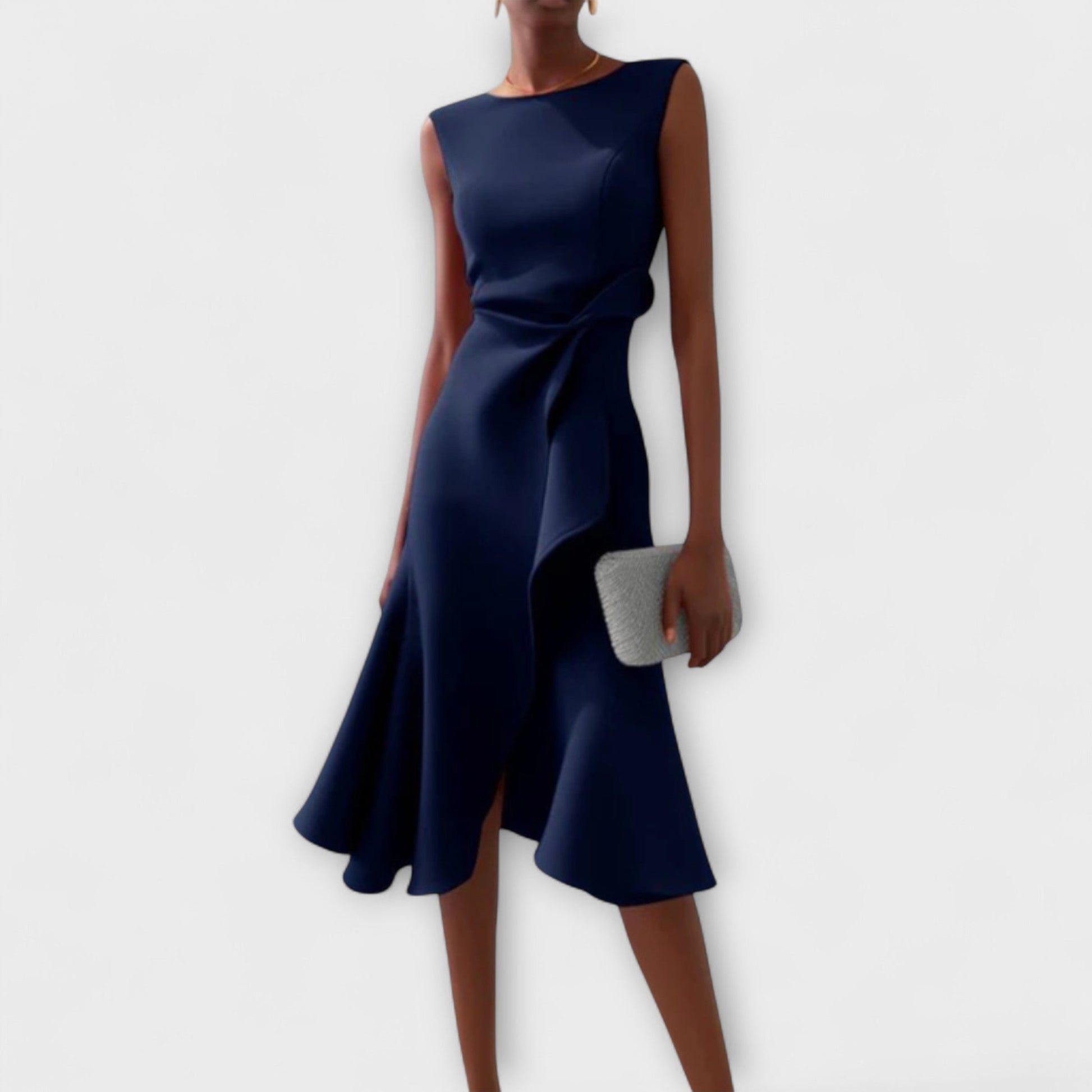 Soleil | Abito Midi Elegante Asimmetrico Drappeggiato per Donna 1