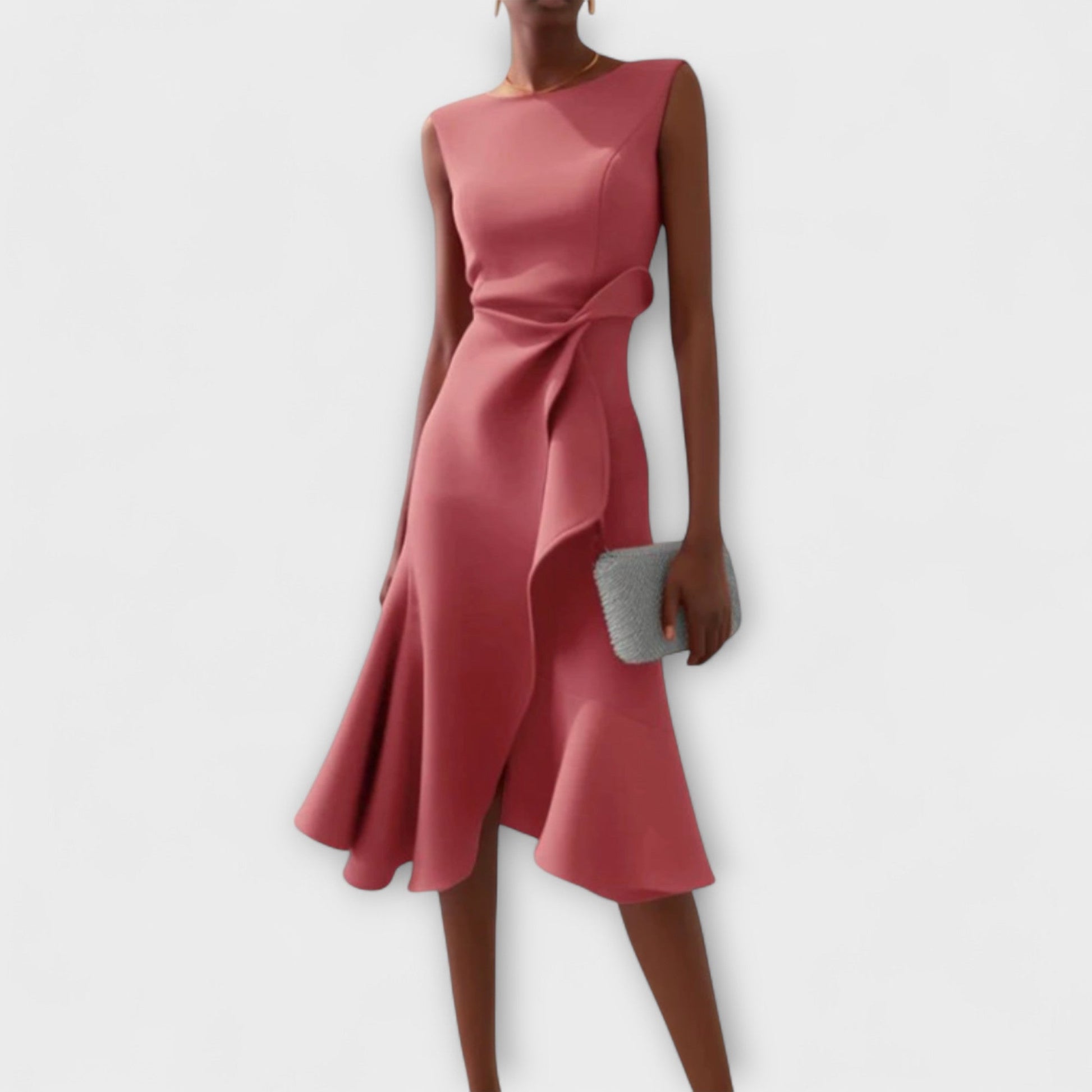 Soleil | Abito Midi Elegante Asimmetrico Drappeggiato per Donna 2