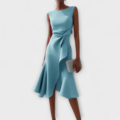 Soleil | Abito Midi Elegante Asimmetrico Drappeggiato per Donna 3