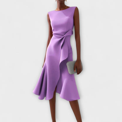 Soleil | Abito Midi Elegante Asimmetrico Drappeggiato per Donna 4