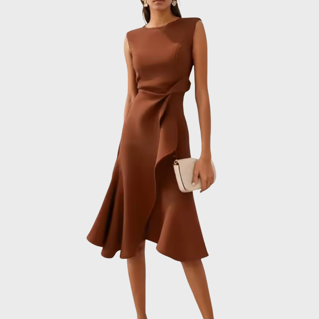 Soleil | Abito Midi Elegante Asimmetrico Drappeggiato per Donna 8