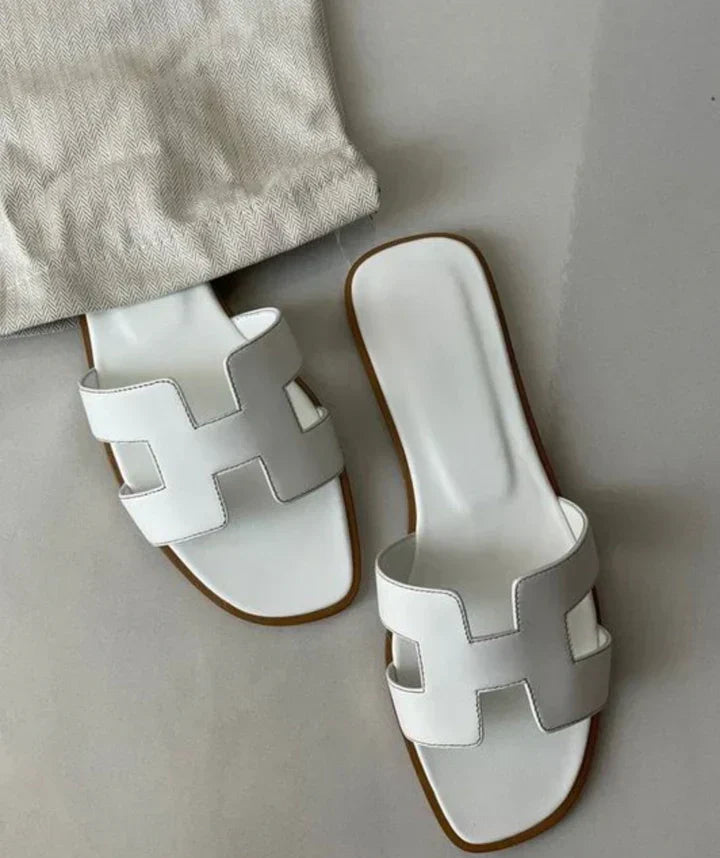 Soleil | Sandali Bassi Donna in Pelle Comodi con Cinturino ad H 0