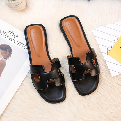 Soleil | Sandali Bassi Donna in Pelle Comodi con Cinturino ad H 1