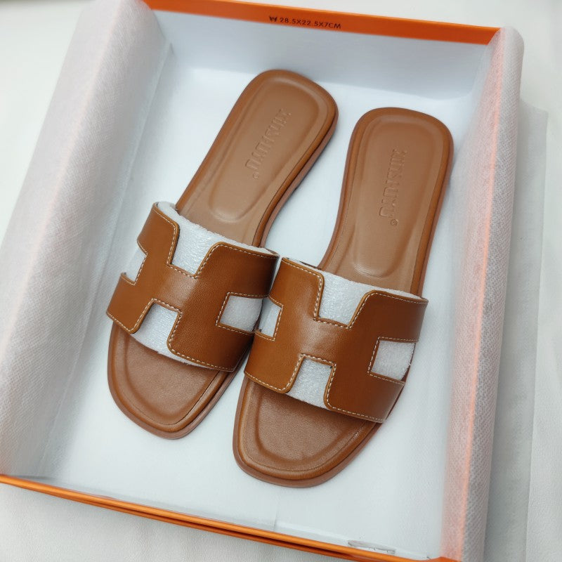 Soleil | Sandali Bassi Donna in Pelle Comodi con Cinturino ad H 2