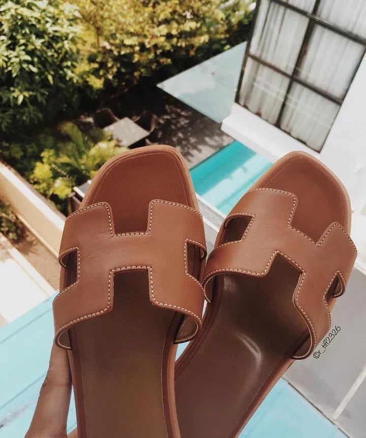 Soleil | Sandali Bassi Donna in Pelle Comodi con Cinturino ad H 3