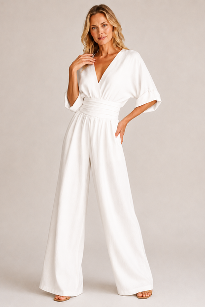 Soleil | Tuta Elegante Donna con Maniche a Tre Quarti e Vita Alta 3