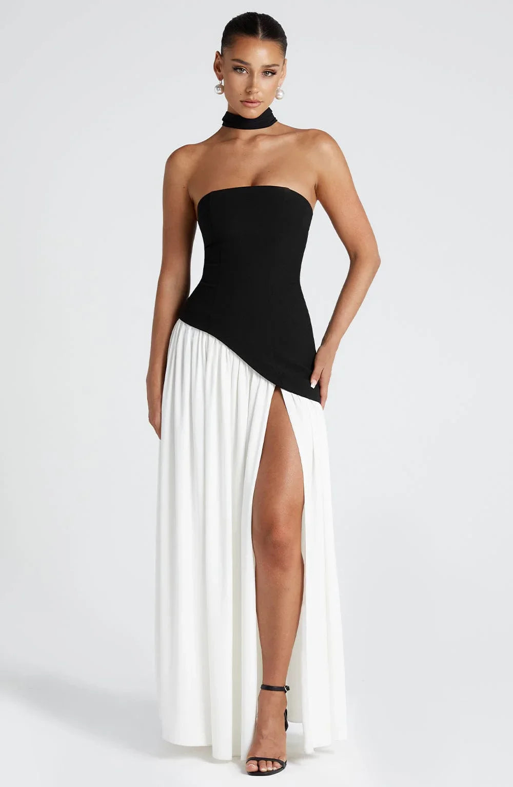 Sorella | Abito Lungo Cerimonia Senza Spalline con Corsetto e Spacco Alto 9