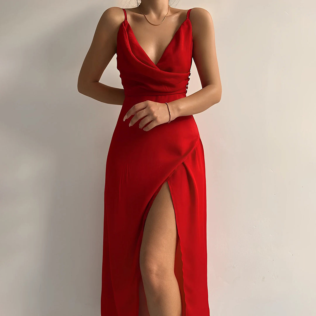 Sorella | Maxi Abito da Donna Elegante con Spalline Sottili e Scollo a V 1