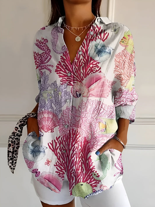 Valentina | Camicia Bianca Donna con Stampa Fluida 0