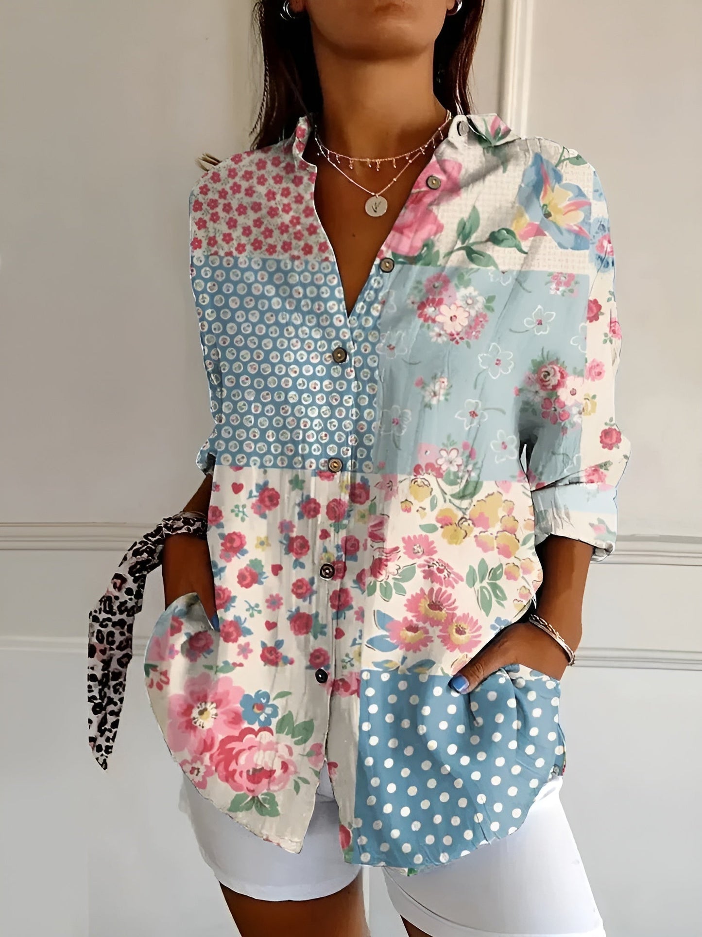 Valentina | Camicia Bianca Donna con Stampa Fluida 2