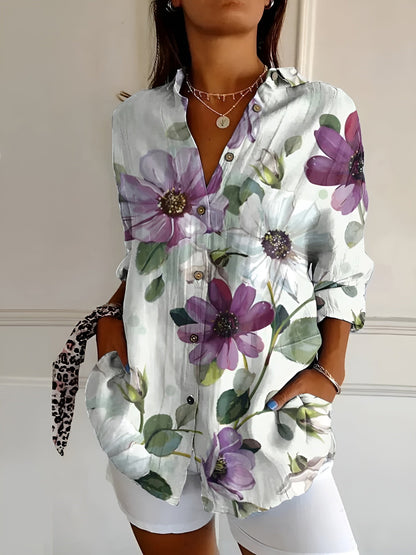 Valentina | Camicia Bianca Donna con Stampa Fluida 6