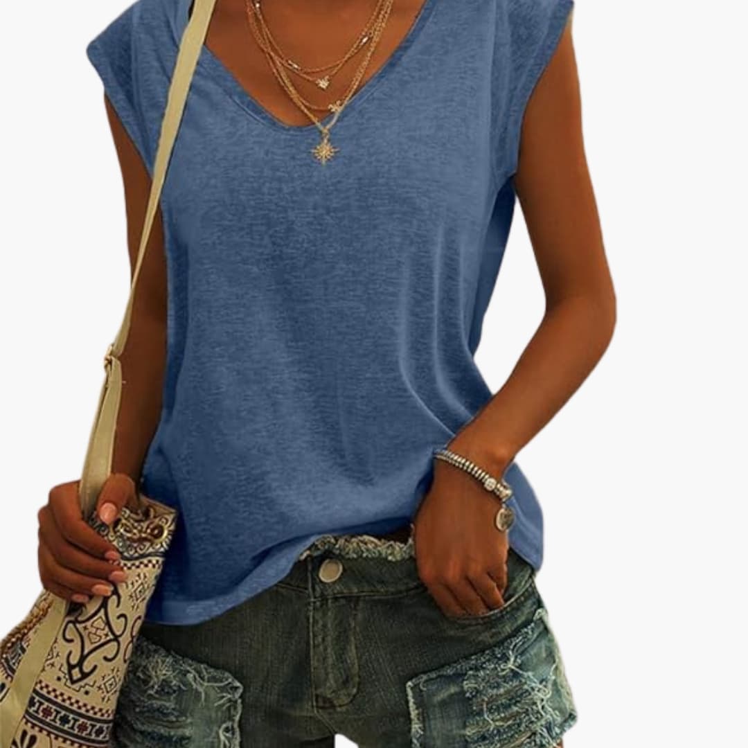 Vela Casual Top Estivo da Donna con Scollo a V | Maniche Ad Aletta 1