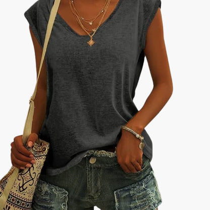 Vela Casual Top Estivo da Donna con Scollo a V | Maniche Ad Aletta 2