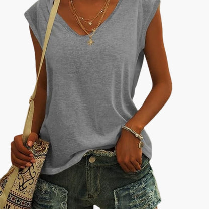 Vela Casual Top Estivo da Donna con Scollo a V | Maniche Ad Aletta 3
