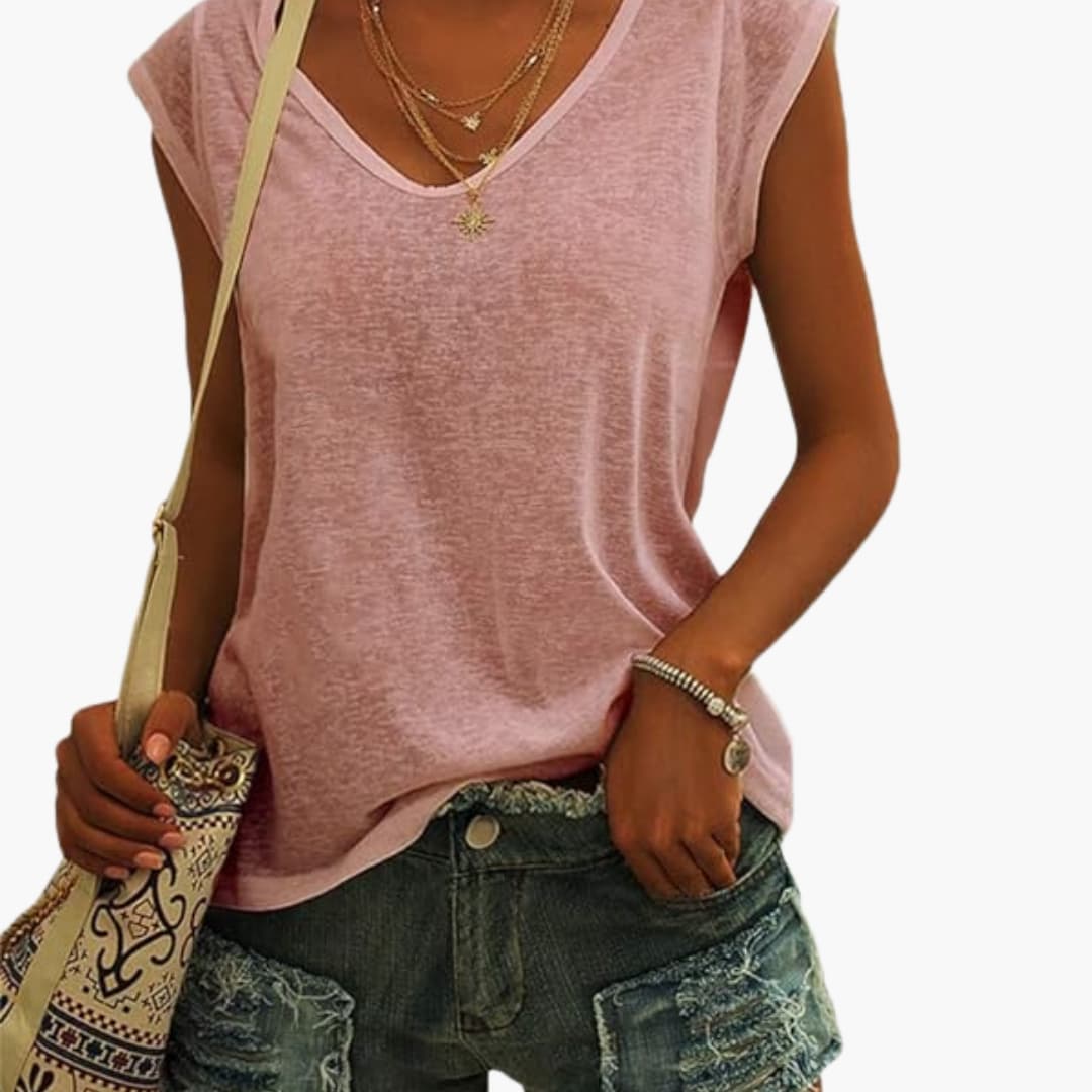 Vela Casual Top Estivo da Donna con Scollo a V | Maniche Ad Aletta 4