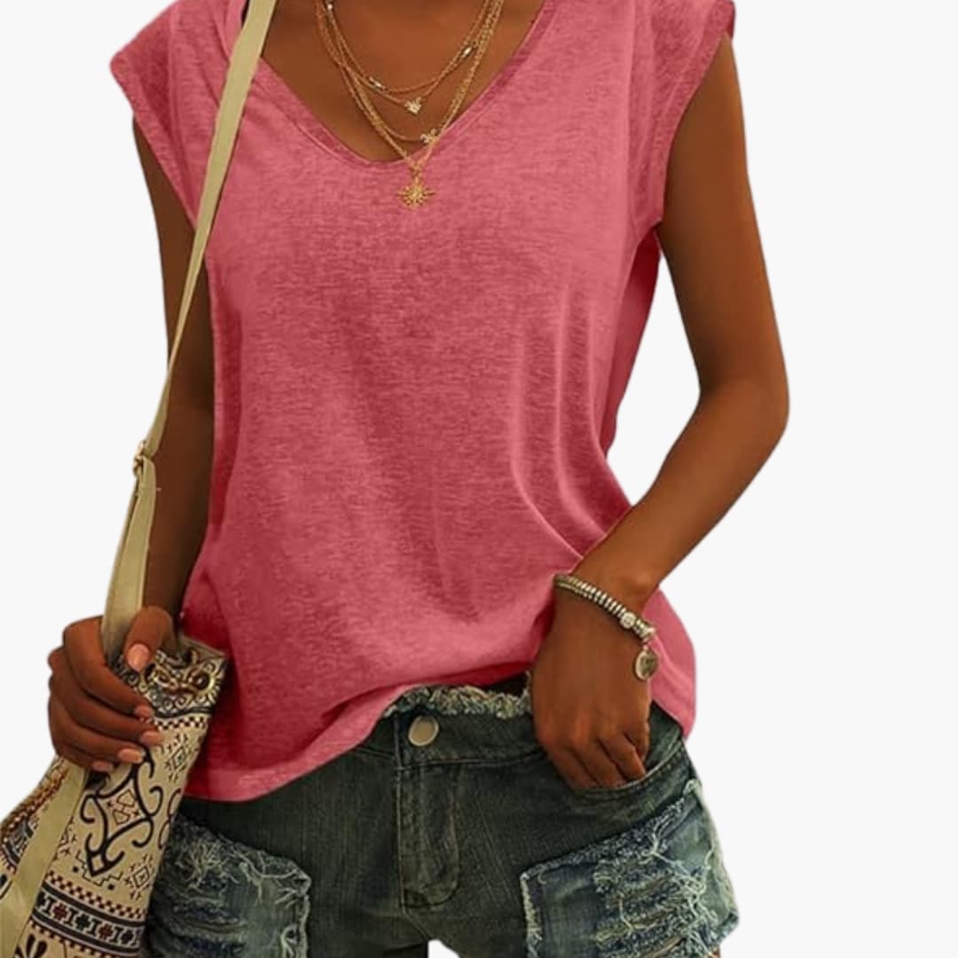Vela Casual Top Estivo da Donna con Scollo a V | Maniche Ad Aletta 5