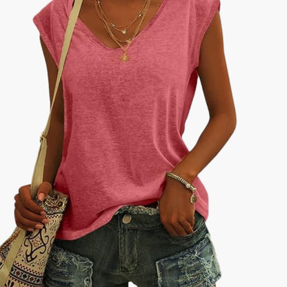 Vela Casual Top Estivo da Donna con Scollo a V | Maniche Ad Aletta 5