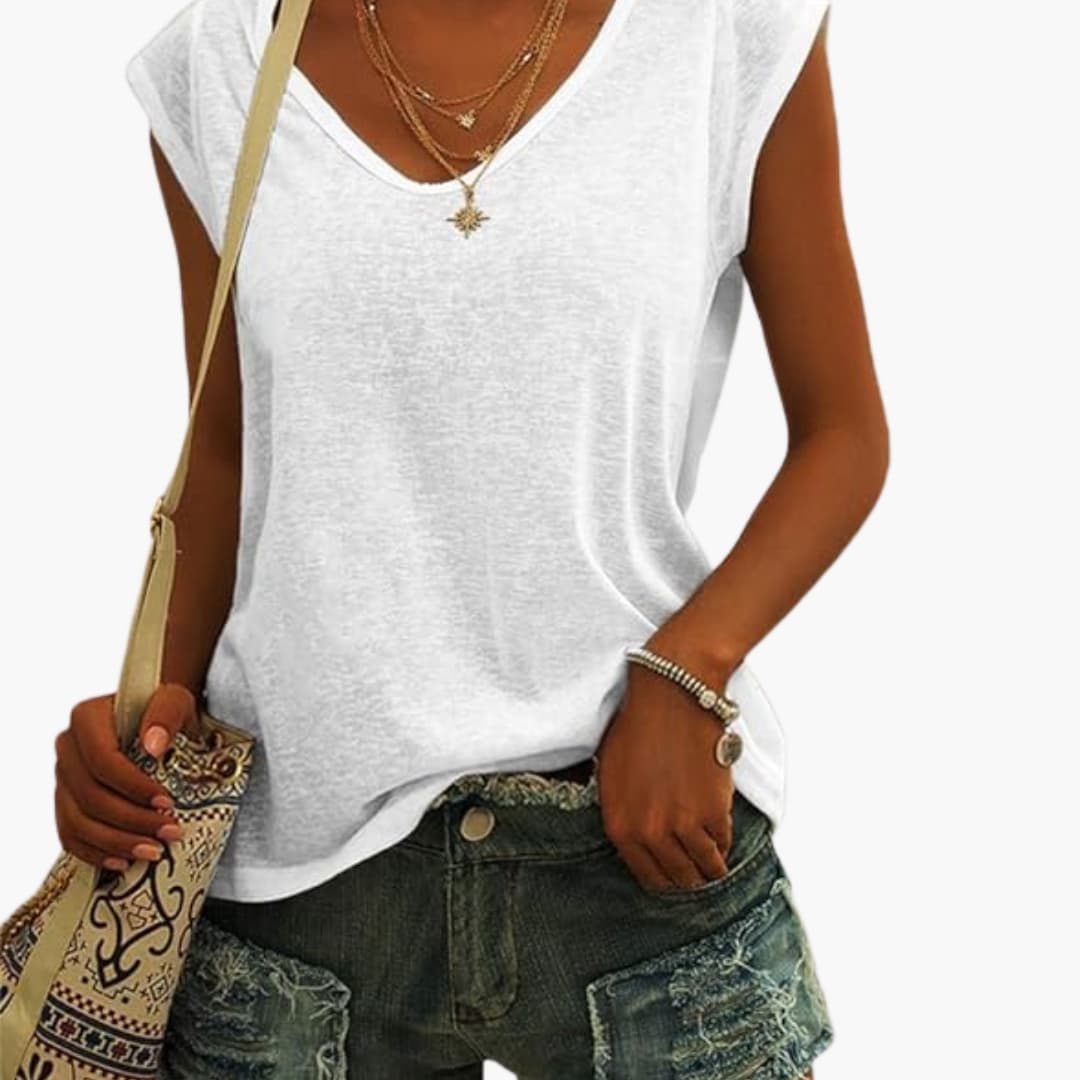 Vela Casual Top Estivo da Donna con Scollo a V | Maniche Ad Aletta 7