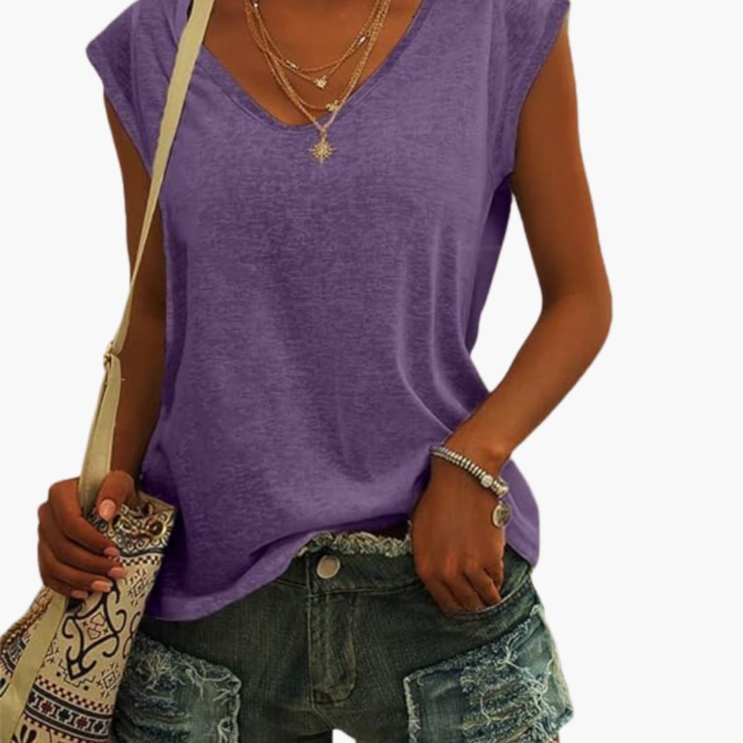 Vela Casual Top Estivo da Donna con Scollo a V | Maniche Ad Aletta 8