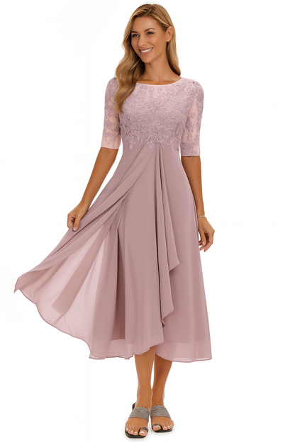 Vela | Abito da Donna Elegante in Pizzo e Chiffon per Cerimonie e Occasioni Speciali 1