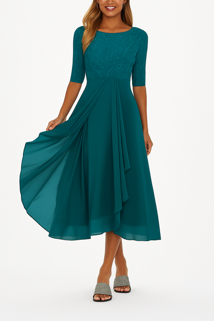 Vela | Abito da Donna Elegante in Pizzo e Chiffon per Cerimonie e Occasioni Speciali 5